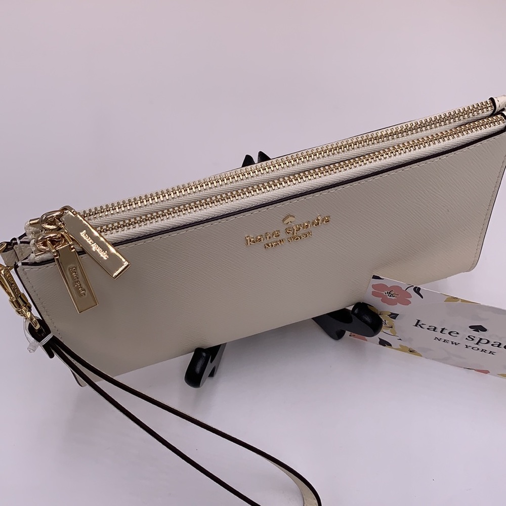 KATE SPADE Madison Double Zip Wristlet Meringue color - Picture 3 of 14